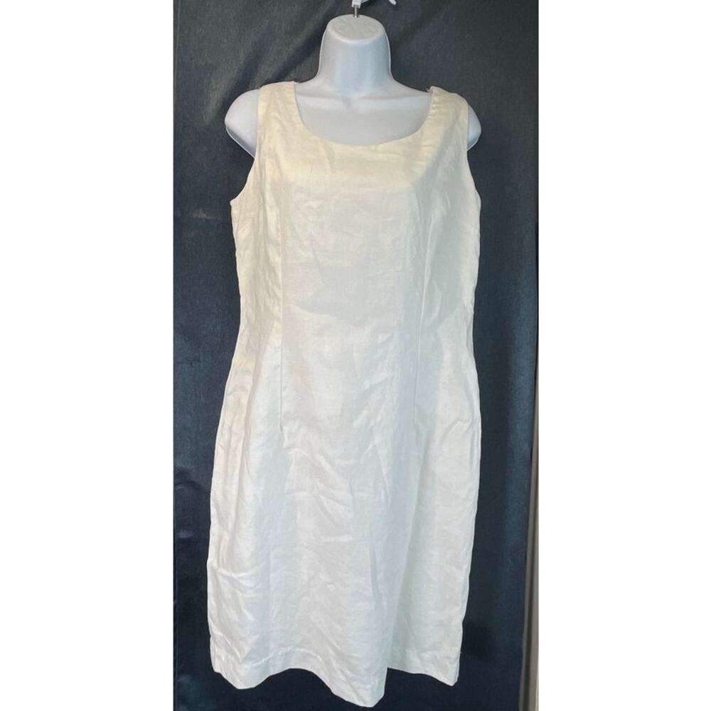 Ellen Ashley Womens 10 White 100% Linen Lining Resort Wear/Vacation SummerDress